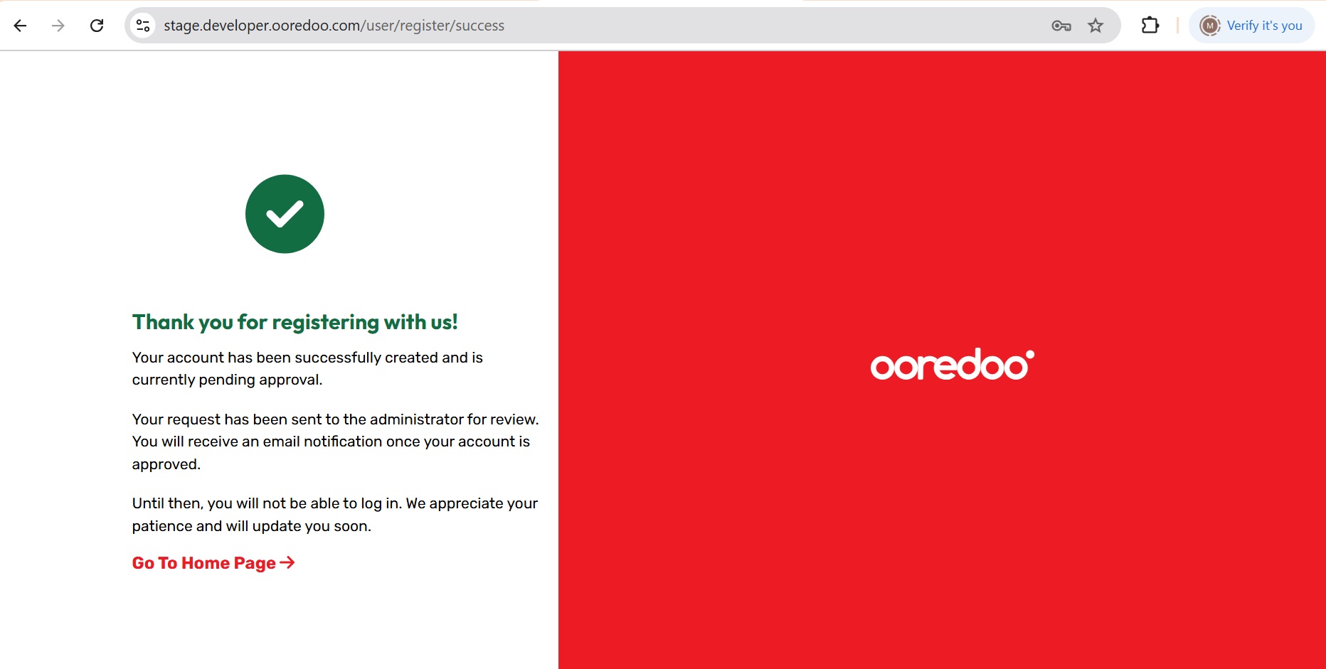 Registration success